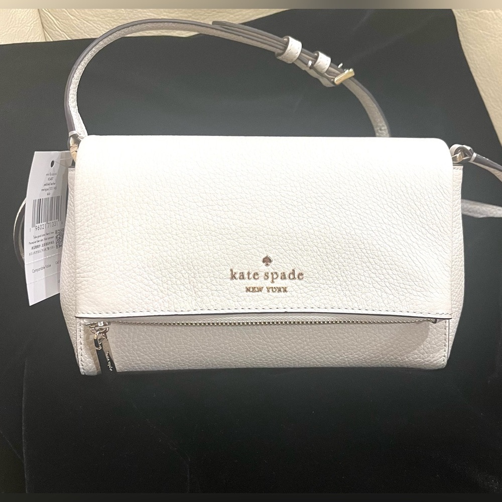 Kate Spade Leila Flip Zip Crossbody Leather Bag Cream Gold NWT - Picture 13 of 16